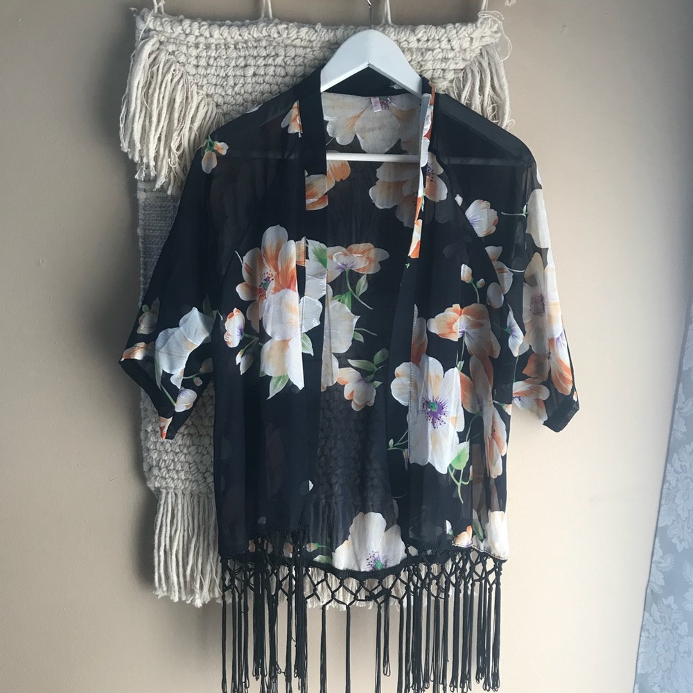 Floral Sheer Cover Up/Kimono - Size S/M